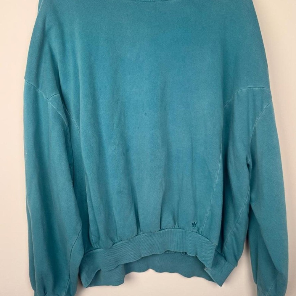 Quality Goods Green Crewneck Sweatshirt Size Medium Cozy Fleece Pullover